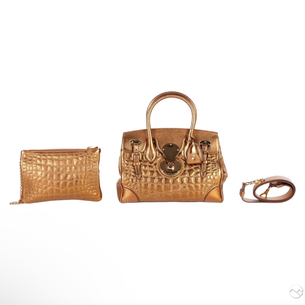 Ralph Lauren Ricky 27 Quilted Gold bronze Leather Handbag - Picture 5 of 14